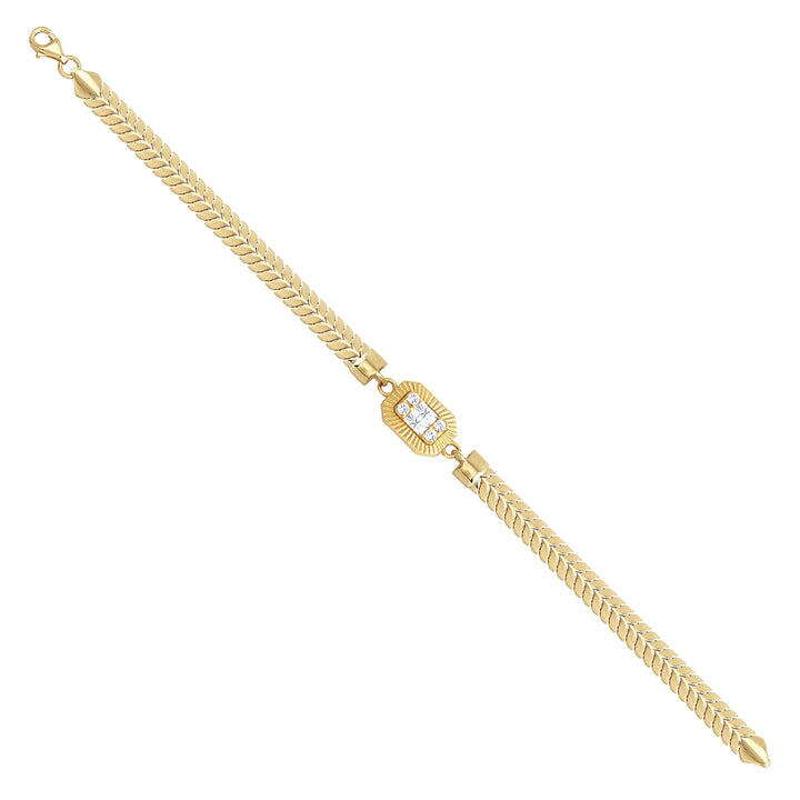Solid gold herringbone bracelet, 6.60 g — shown at an angle across the frame.