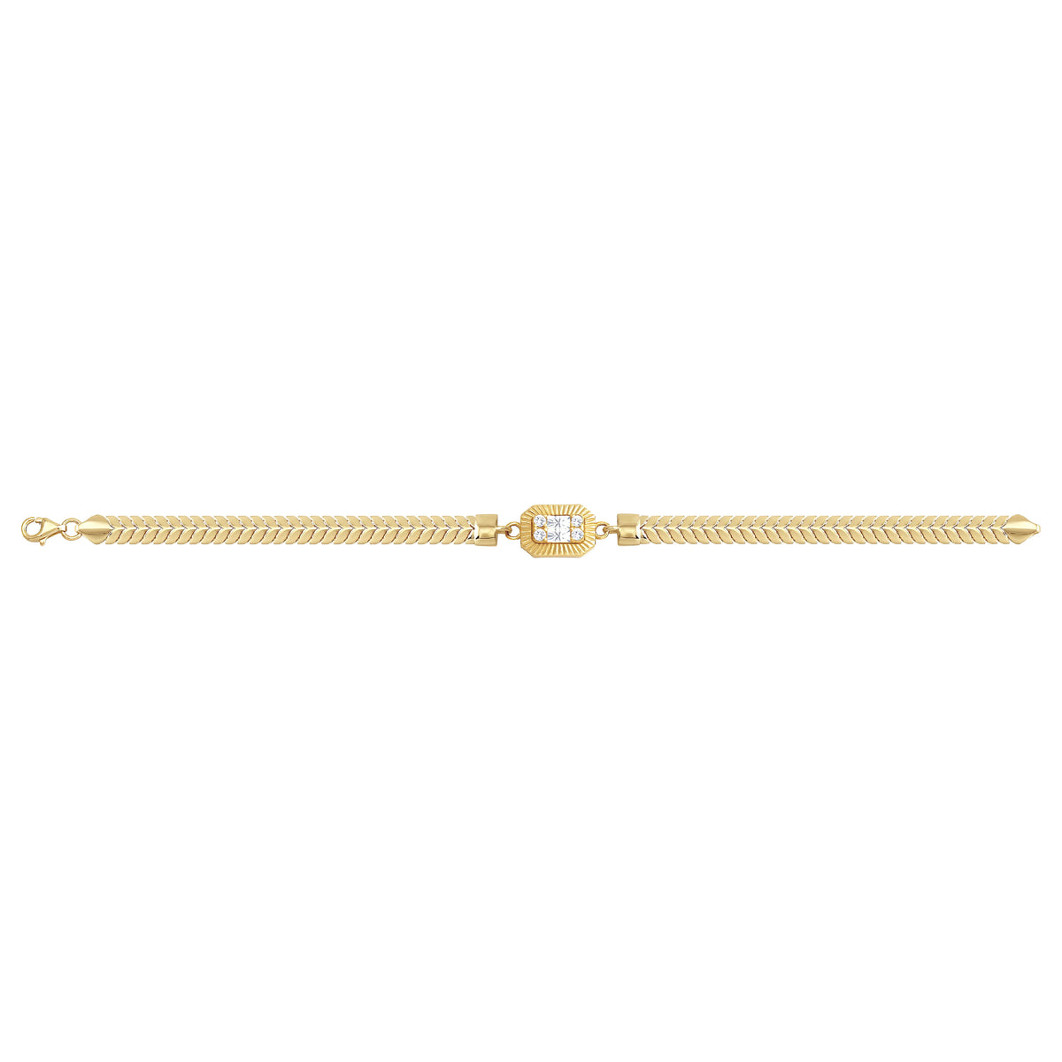 Solid gold herringbone bracelet, 6.60 g — shown square on a plain background.