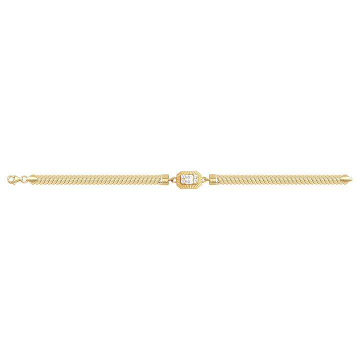 Solid gold herringbone bracelet, 6.60 g — shown square on a plain background.