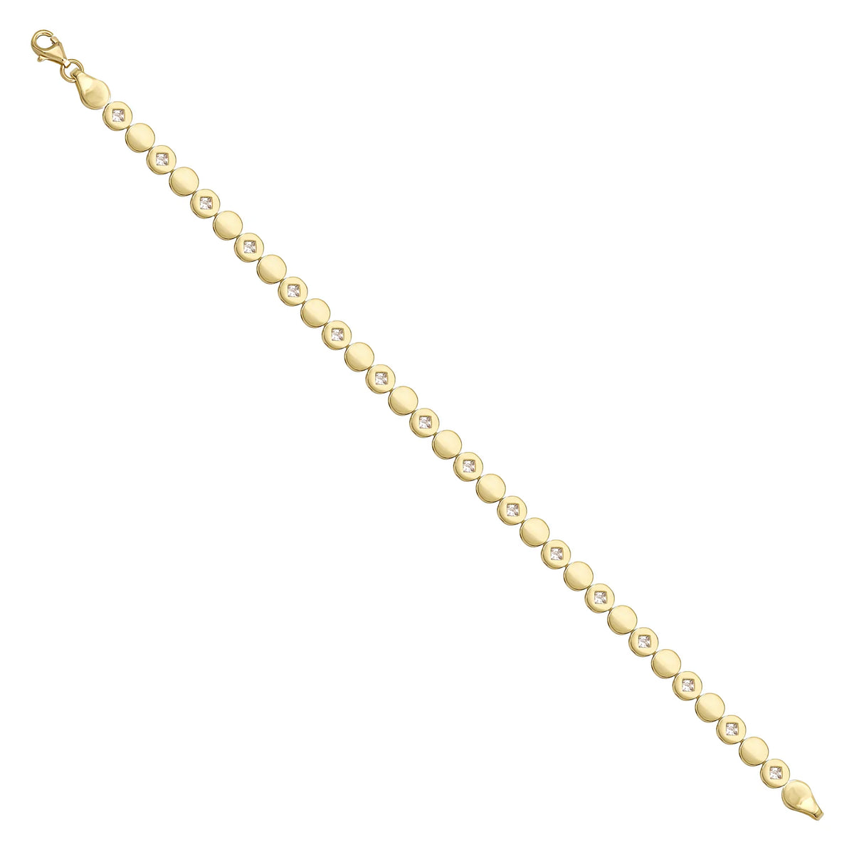 Solid gold fancy link bracelet, 7.10 g — shown at an angle across the frame.