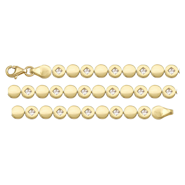 Solid gold fancy link bracelet, 7.10 g — shown in three rows across the frame.