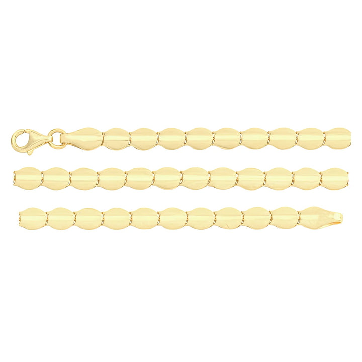 Solid gold fancy link bracelet, 5.80 g — shown in three rows across the frame.