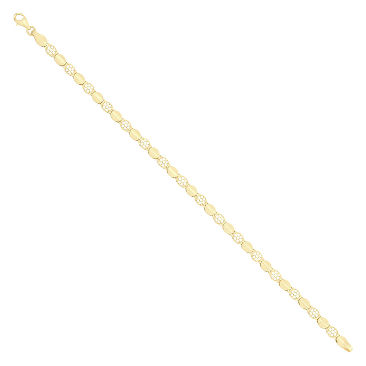 Solid gold fancy link bracelet, 6.00 g — shown at an angle across the frame.