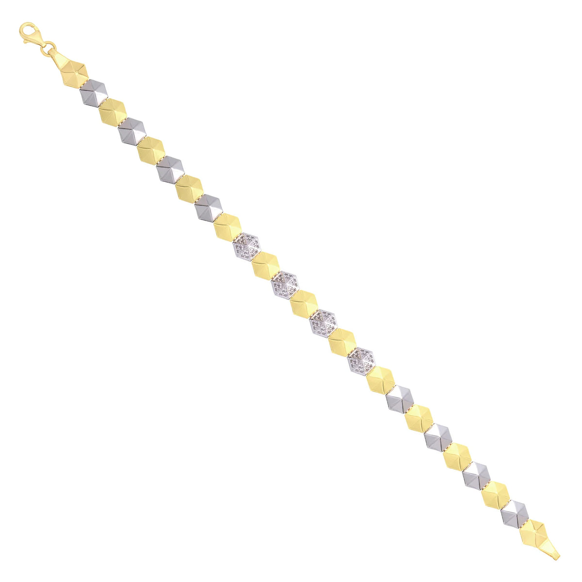 Solid gold fancy link bracelet, 8.25 g — shown at an angle across the frame.