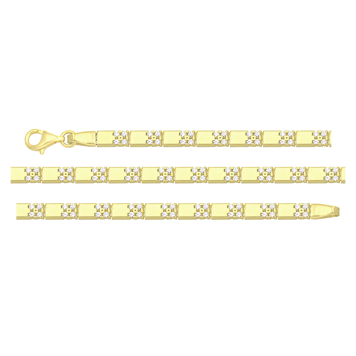 Solid gold id bracelet, 6.15 g — shown in three rows across the frame.