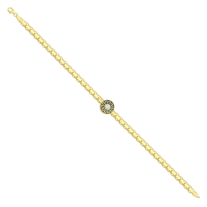 Solid gold fancy link bracelet, 7.60 g — shown at an angle across the frame.