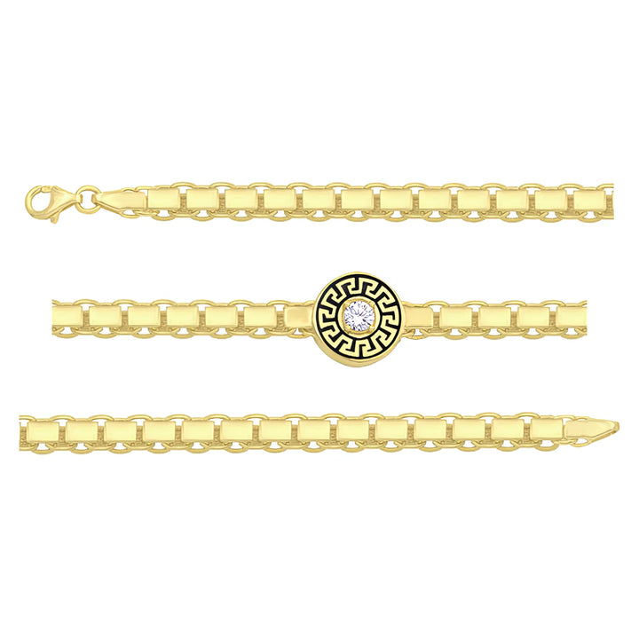 Solid gold fancy link bracelet, 7.60 g — shown in three rows across the frame.