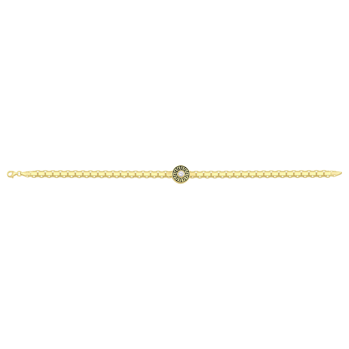 Solid gold fancy link bracelet, 7.60 g — shown square on a plain background.