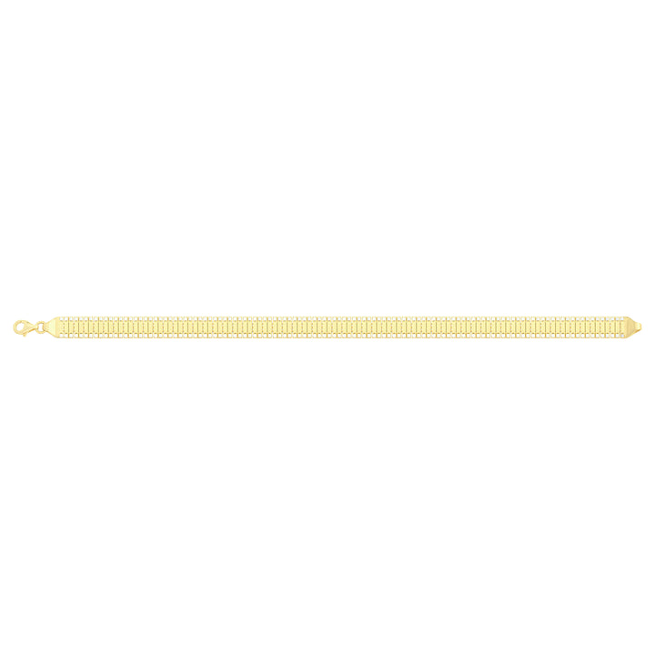 Solid gold bar link bracelet, 8.90 g — shown square on a plain background.