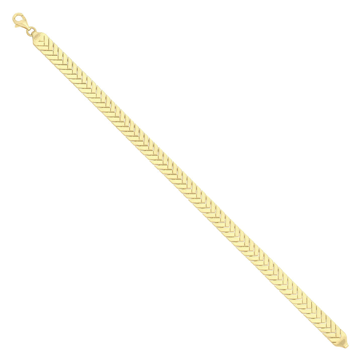 Solid gold herringbone bracelet, 9.20 g — shown at an angle across the frame.