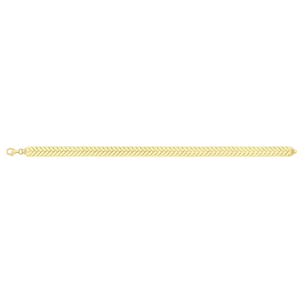 Solid gold herringbone bracelet, 9.20 g — shown square on a plain background.