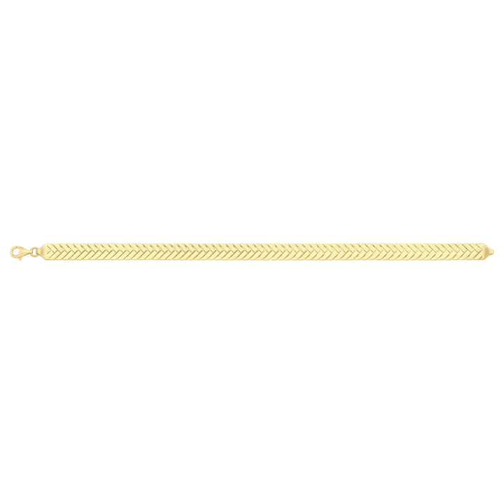 Solid gold herringbone bracelet, 9.20 g — shown square on a plain background.