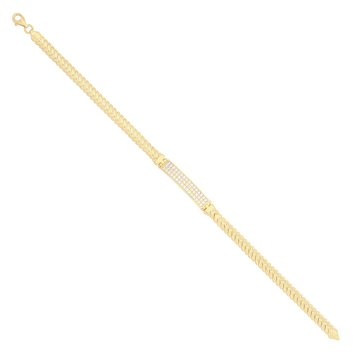 Solid gold tennis bracelet, 7.75 g — shown at an angle across the frame.