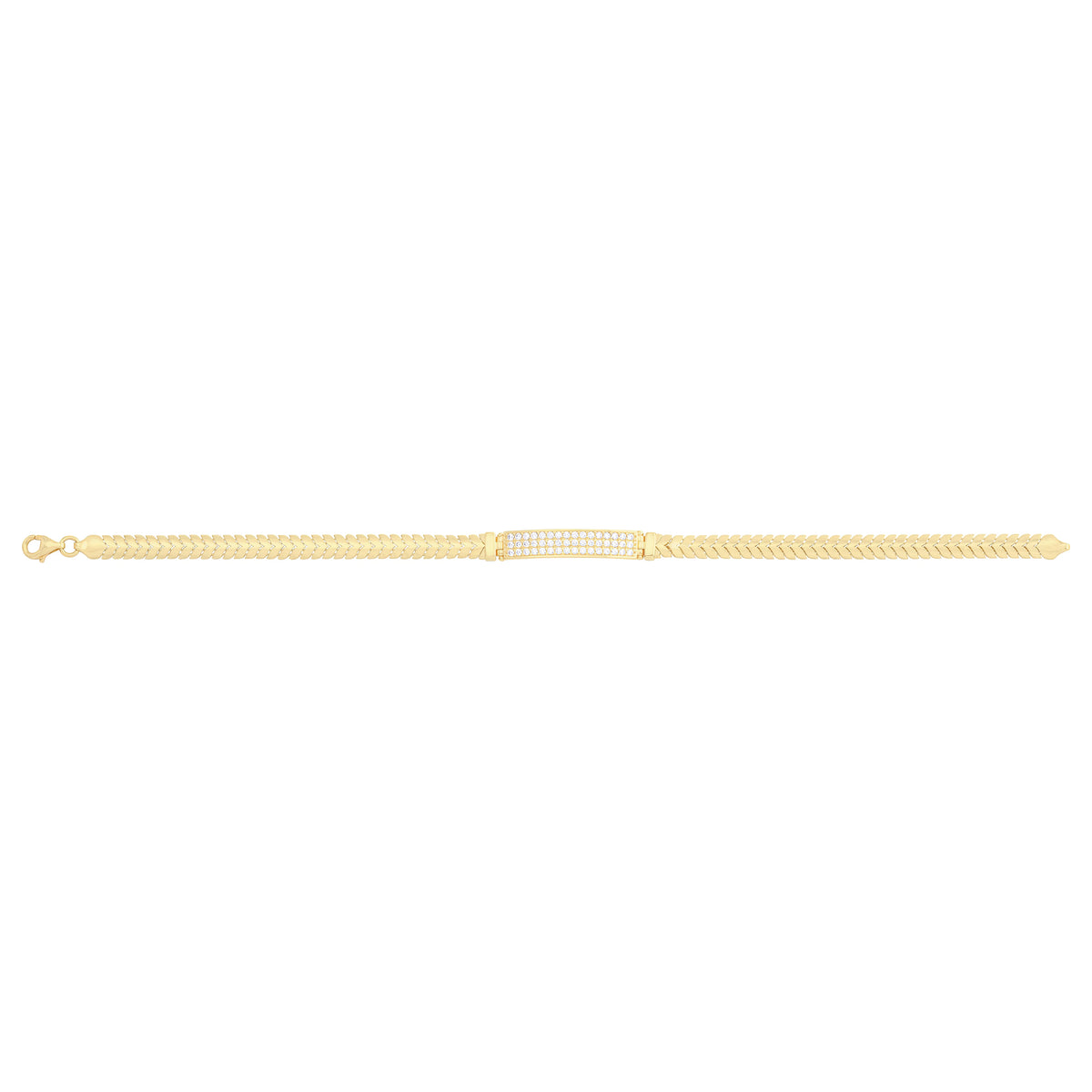 Solid gold tennis bracelet, 7.75 g — shown square on a plain background.