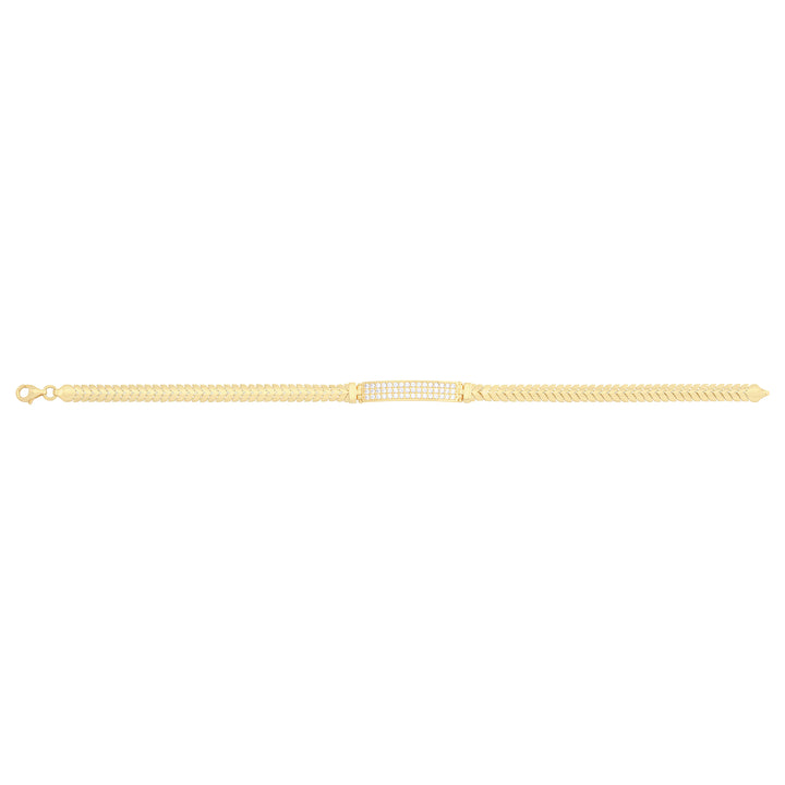 Solid gold tennis bracelet, 7.75 g — shown square on a plain background.