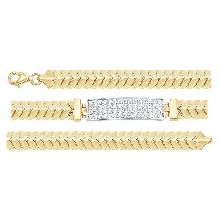 Solid gold tennis bracelet, 10.15 g — shown in three rows across the frame.