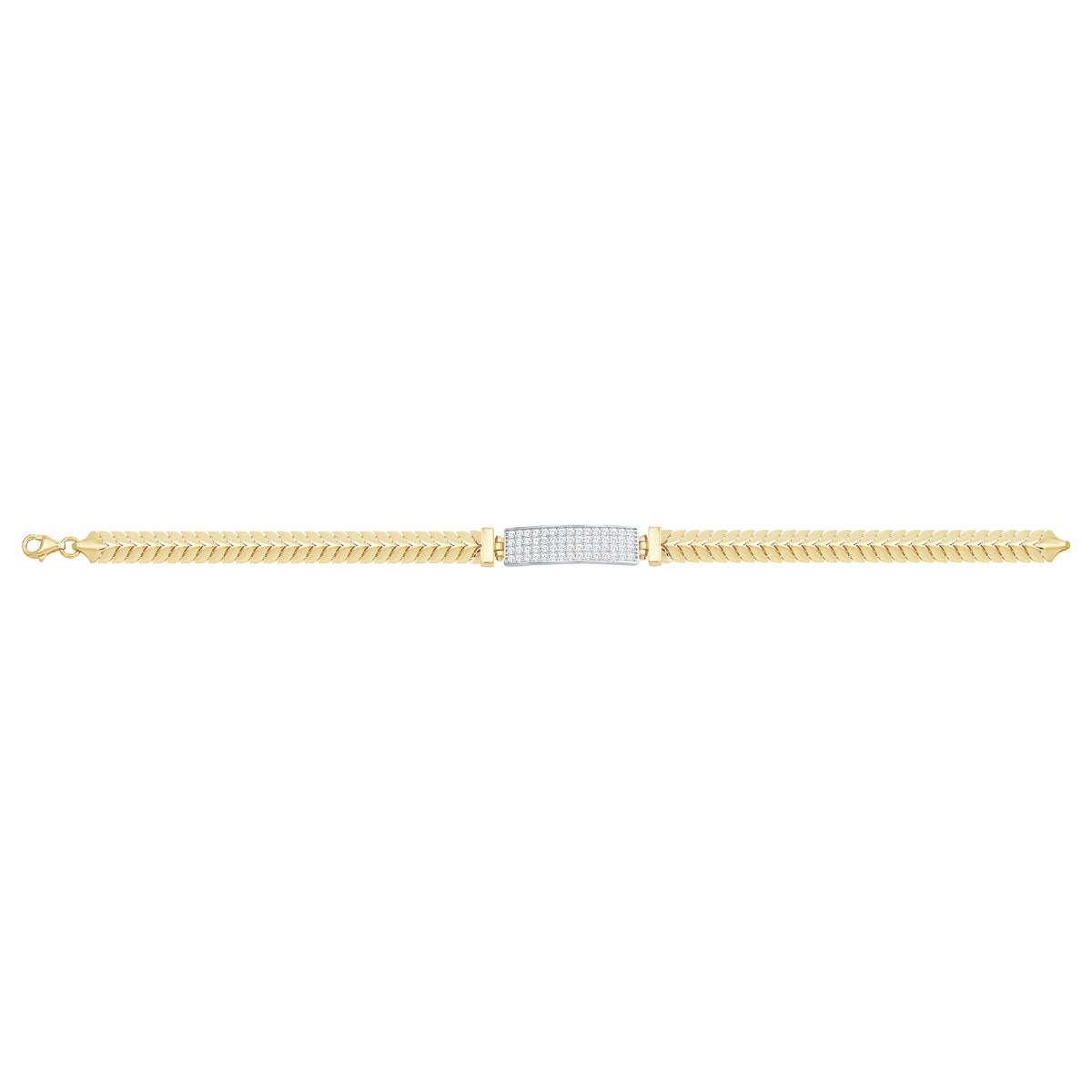 Solid gold tennis bracelet, 10.15 g — shown square on a plain background.