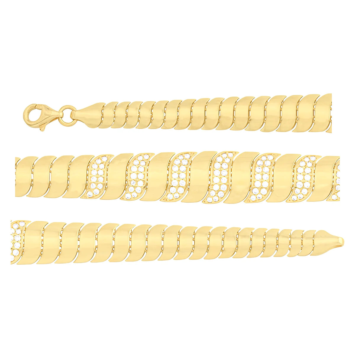 Solid gold braided bracelet, 8.80 g — shown in three rows across the frame.