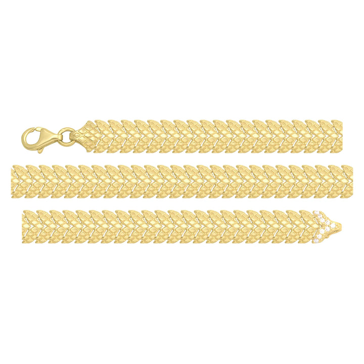 Solid gold herringbone bracelet, 11.00 g — shown in three rows across the frame.