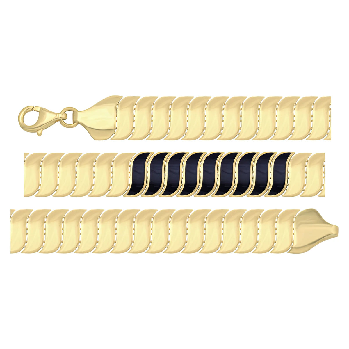 Solid gold braided bracelet, 10.30 g — shown in three rows across the frame.