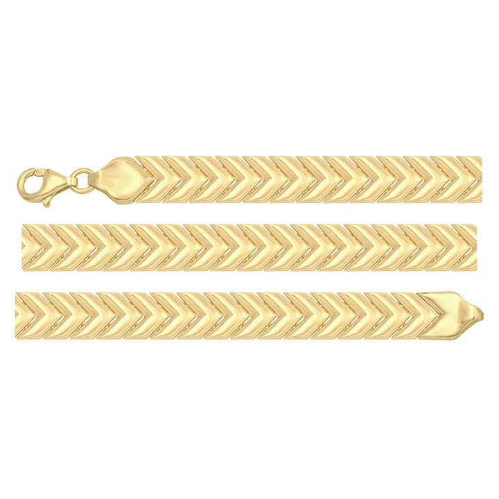 Solid gold herringbone bracelet, 8.80 g — shown in three rows across the frame.