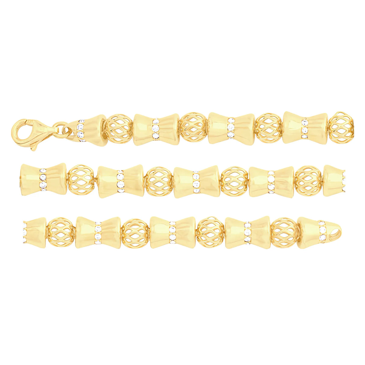 Solid gold fancy link bracelet, 10.00 g — shown in three rows across the frame.