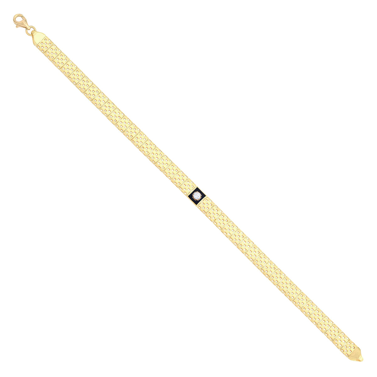 Solid gold brick link bracelet, 6.05 g — shown at an angle across the frame.