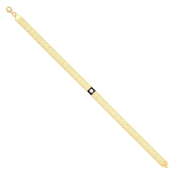 Solid gold brick link bracelet, 6.05 g — shown at an angle across the frame.