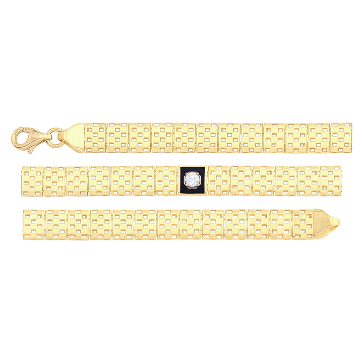 Solid gold brick link bracelet, 6.05 g — shown in three rows across the frame.