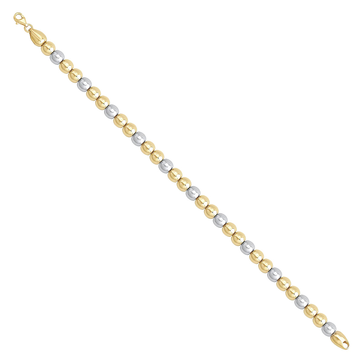 Solid gold bead bracelet, 10.55 g — shown at an angle across the frame.