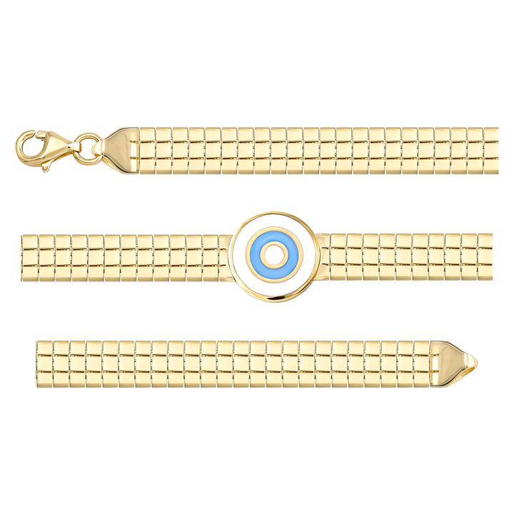 Solid gold bar link bracelet, 6.15 g — shown in three rows across the frame.