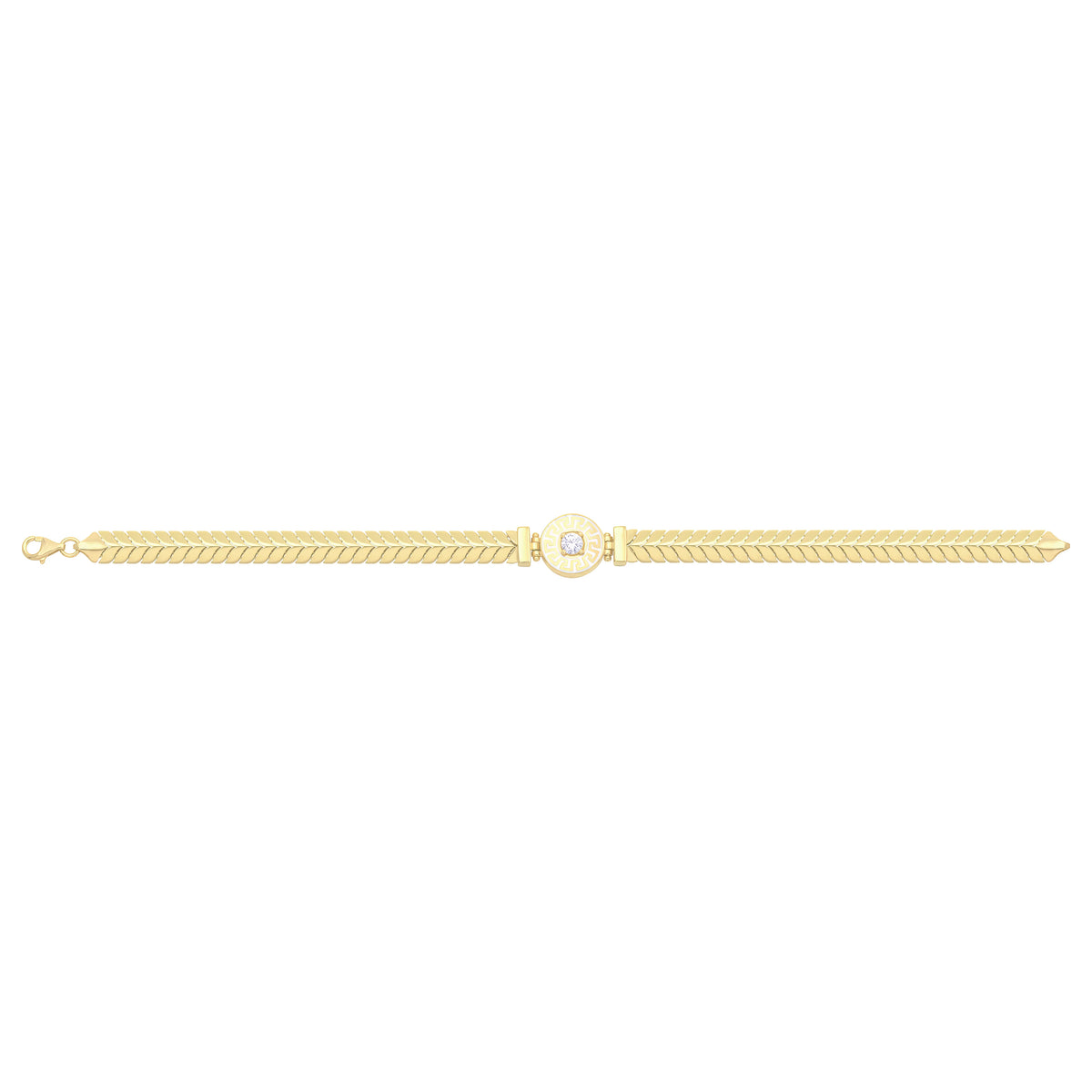 Solid gold herringbone bracelet, 9.90 g — shown square on a plain background.