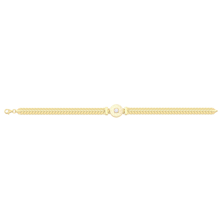 Solid gold herringbone bracelet, 9.90 g — shown square on a plain background.