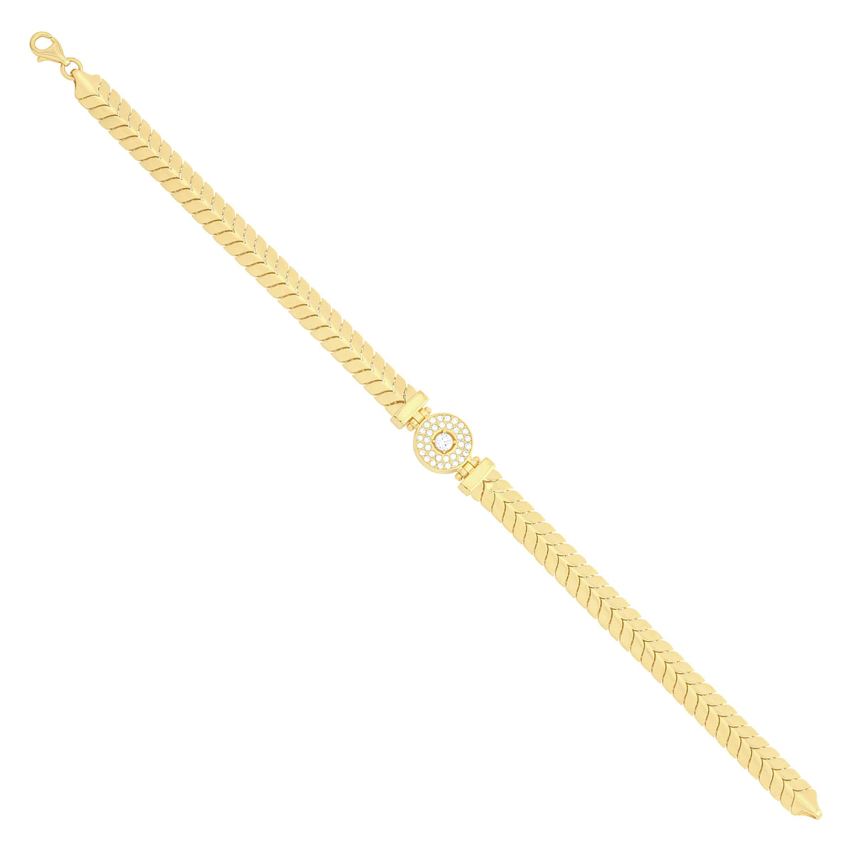 Solid gold herringbone bracelet, 10.45 g — shown at an angle across the frame.