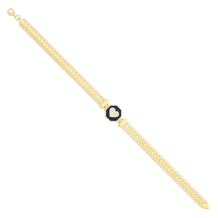 Solid gold herringbone bracelet, 10.35 g — shown at an angle across the frame.