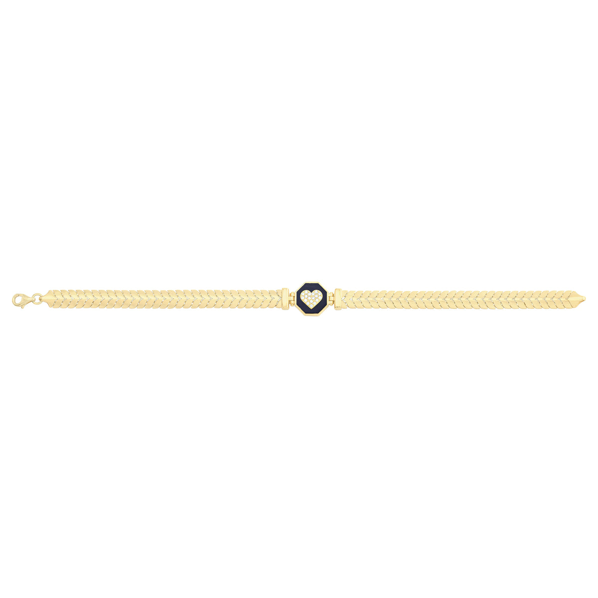 Solid gold herringbone bracelet, 10.35 g — shown square on a plain background.