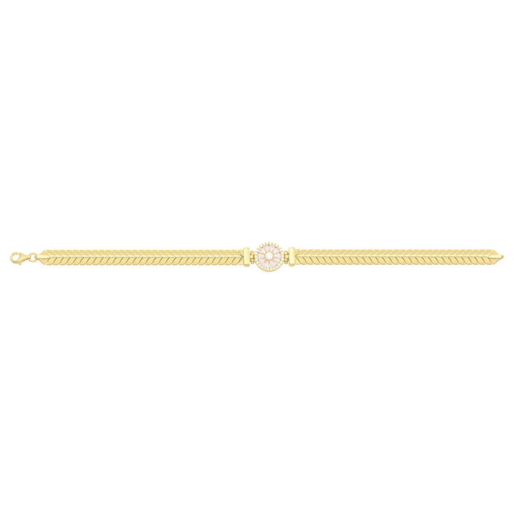 Solid gold herringbone bracelet, 9.70 g — shown square on a plain background.