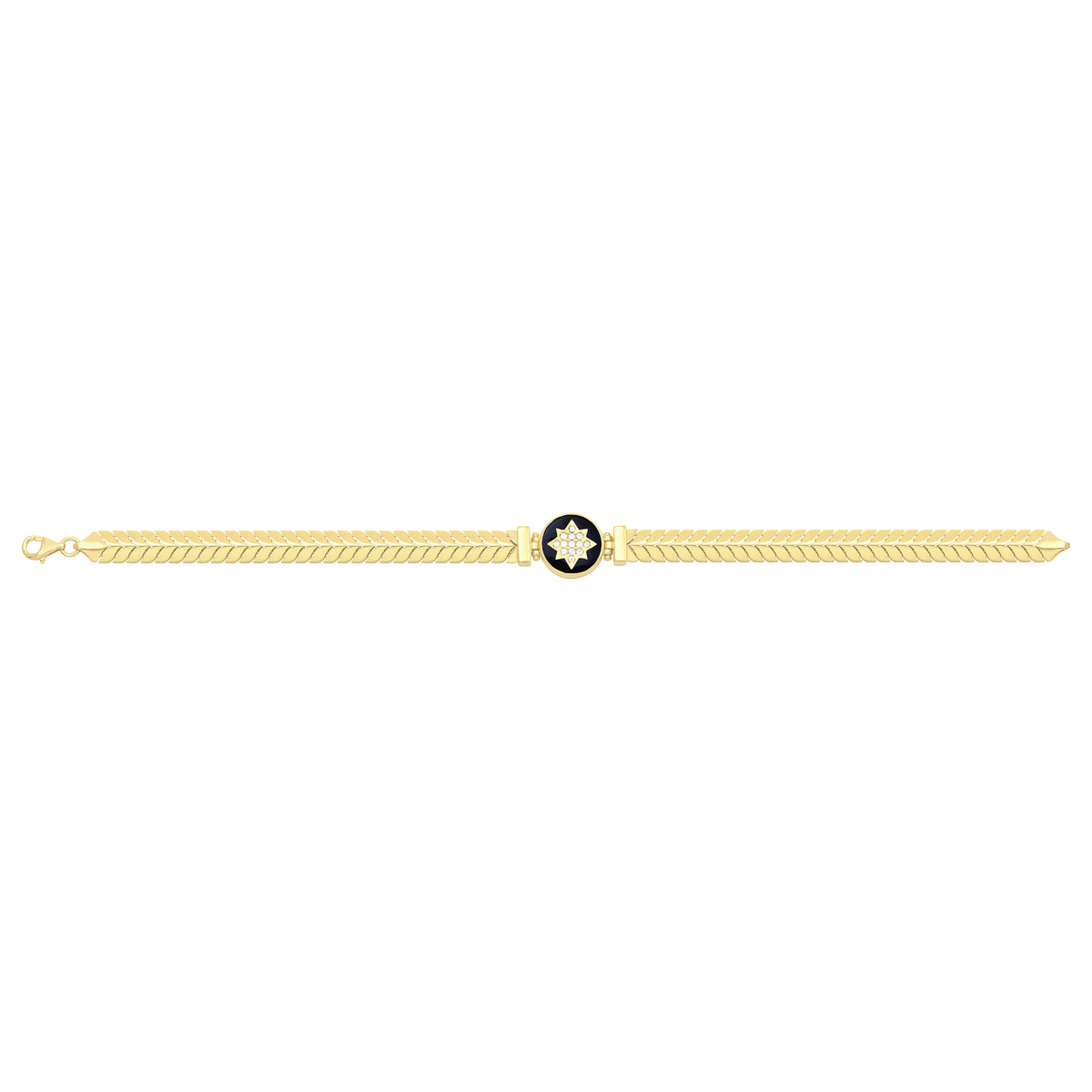 Solid gold herringbone bracelet, 9.50 g — shown square on a plain background.