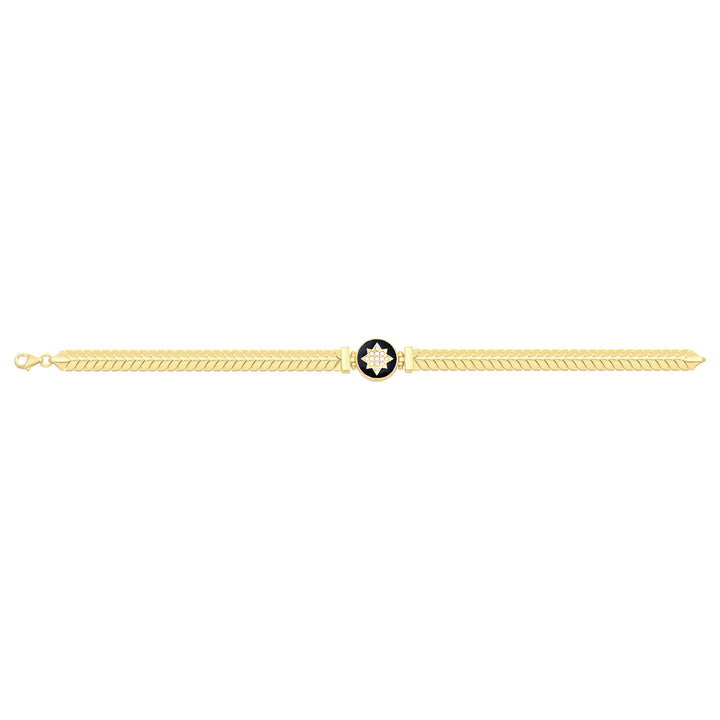 Solid gold herringbone bracelet, 9.50 g — shown square on a plain background.