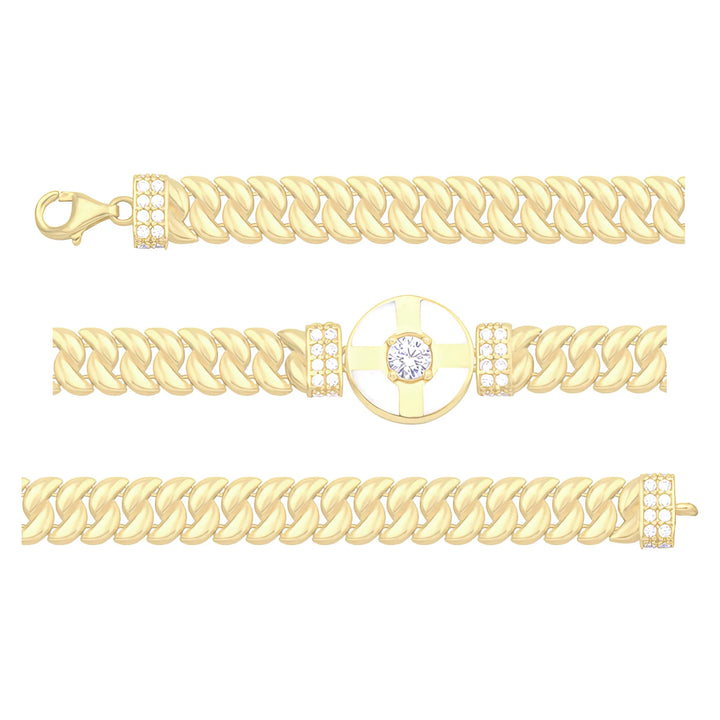 Solid gold curb bracelet, 9.00 g — shown in three rows across the frame.