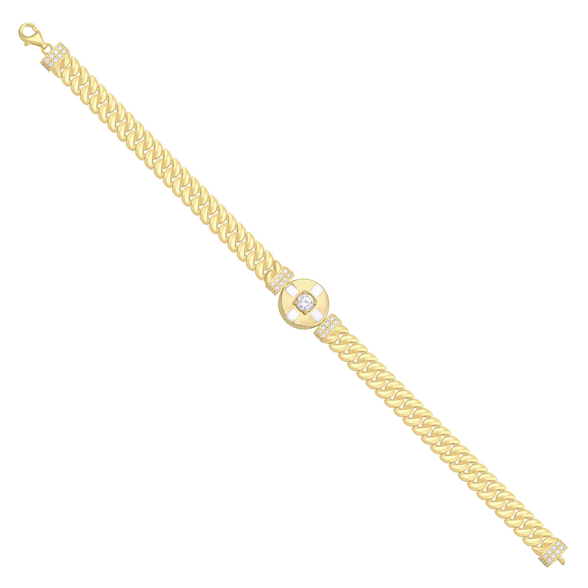 Solid gold curb bracelet, 9.00 g — shown at an angle across the frame.