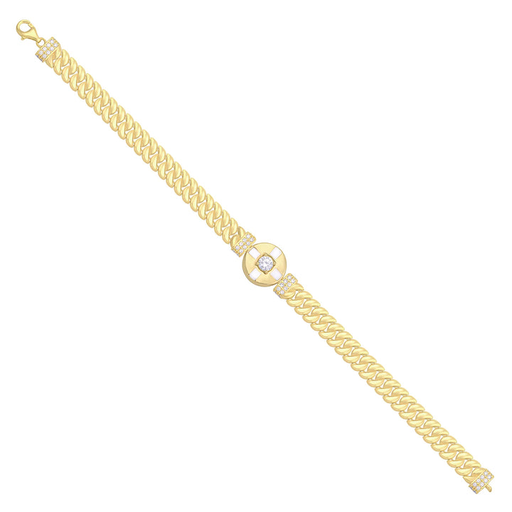 Solid gold curb bracelet, 9.00 g — shown at an angle across the frame.