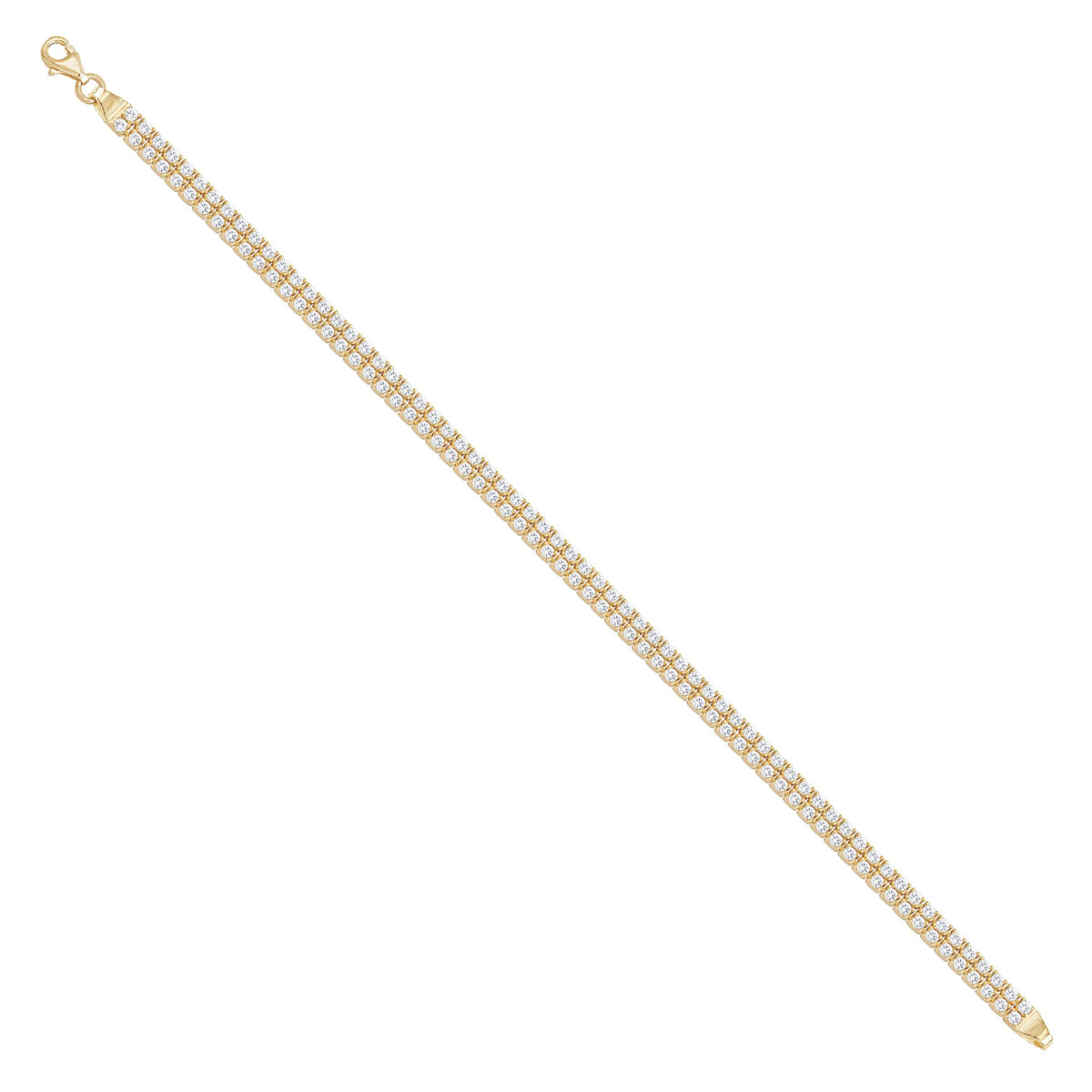 Solid gold tennis bracelet, 10.15 g — shown at an angle across the frame.