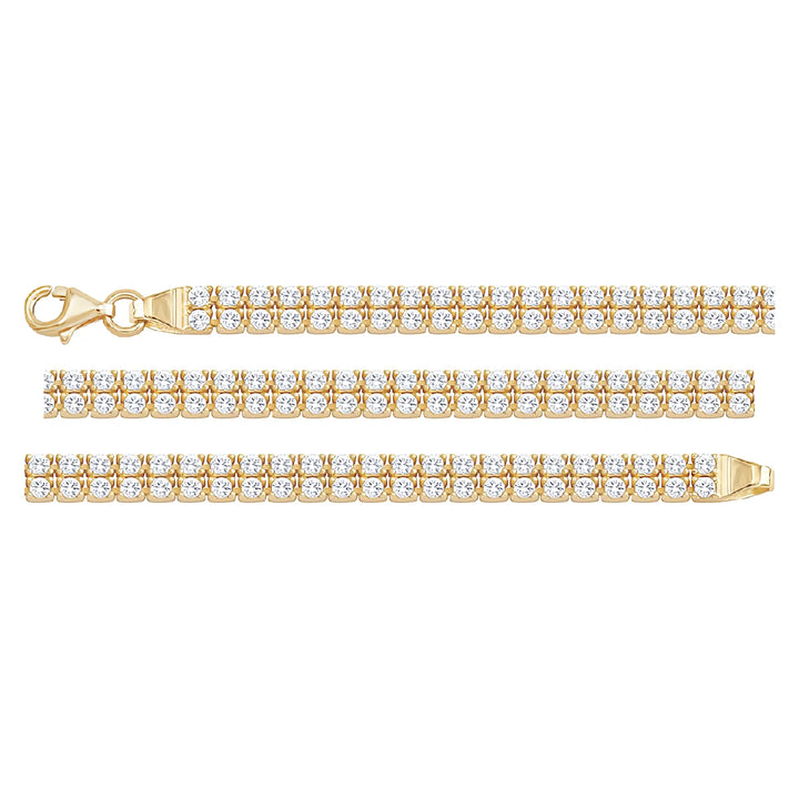 Solid gold tennis bracelet, 10.15 g — shown in three rows across the frame.
