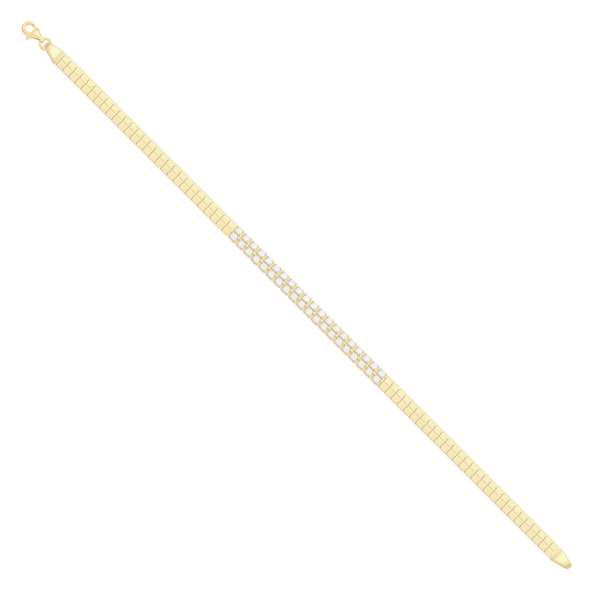 Solid gold tennis bracelet, 8.70 g — shown at an angle across the frame.