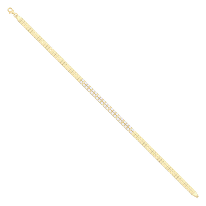 Solid gold tennis bracelet, 8.70 g — shown at an angle across the frame.