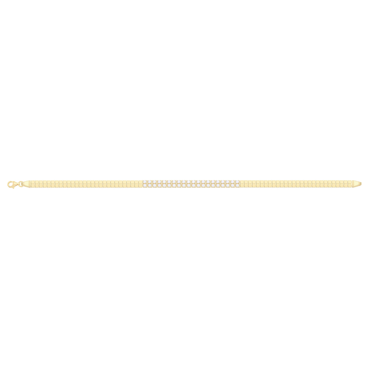 Solid gold tennis bracelet, 8.70 g — shown square on a plain background.
