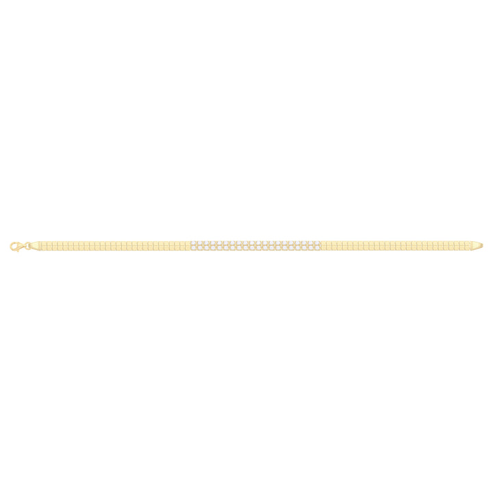 Solid gold tennis bracelet, 8.70 g — shown square on a plain background.