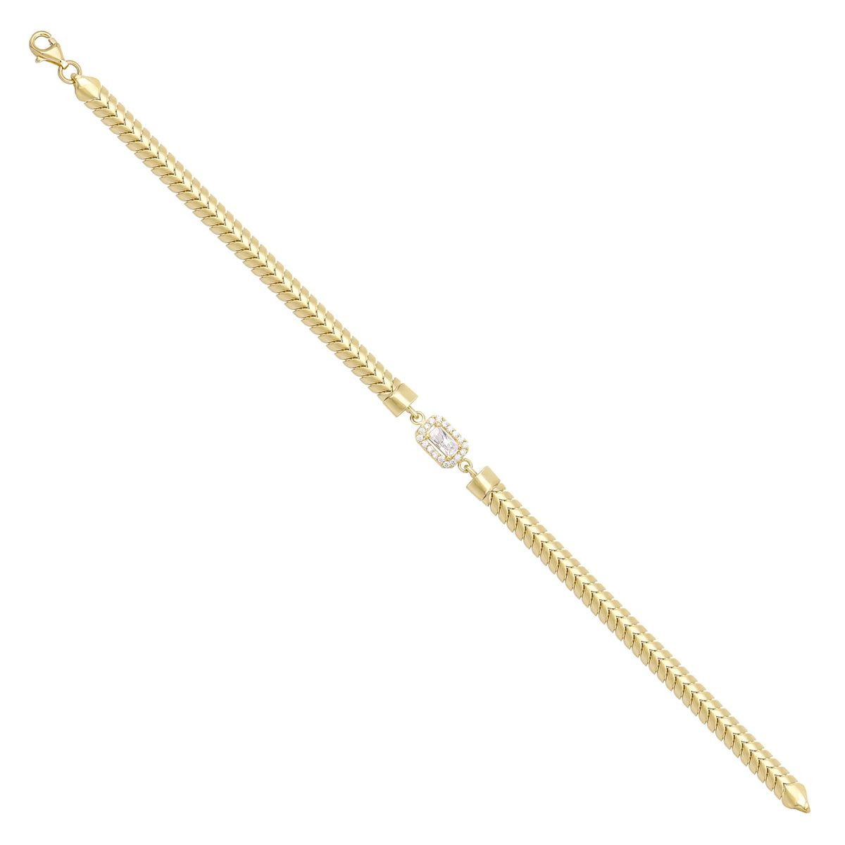 Solid gold fancy link bracelet, 9.70 g — shown at an angle across the frame.