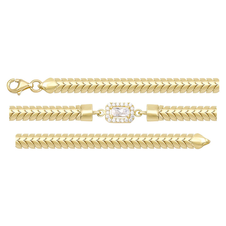 Solid gold fancy link bracelet, 9.70 g — shown in three rows across the frame.